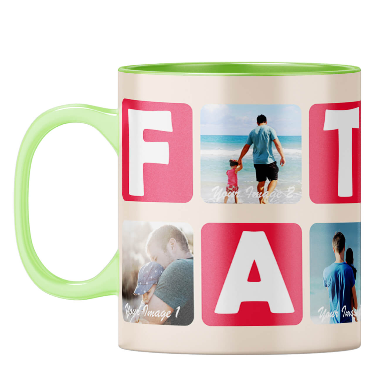 Father Collage Coffee Mug Light Green