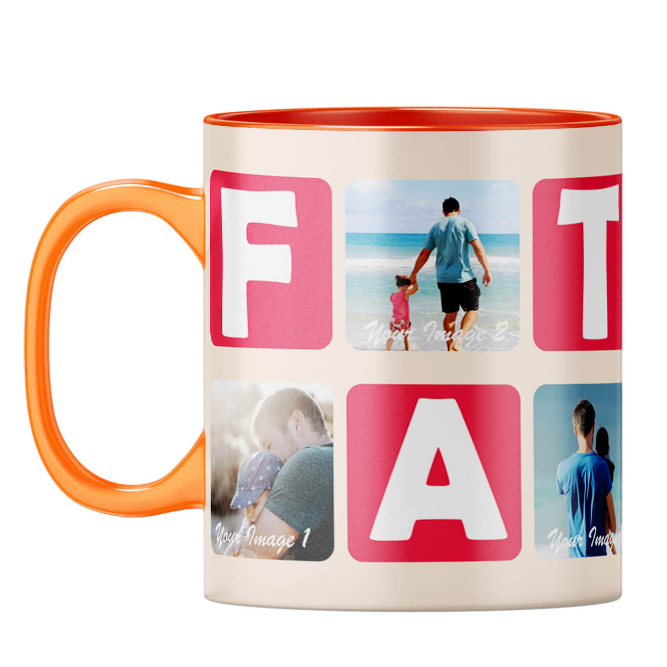 Father Collage Coffee Mug Orange