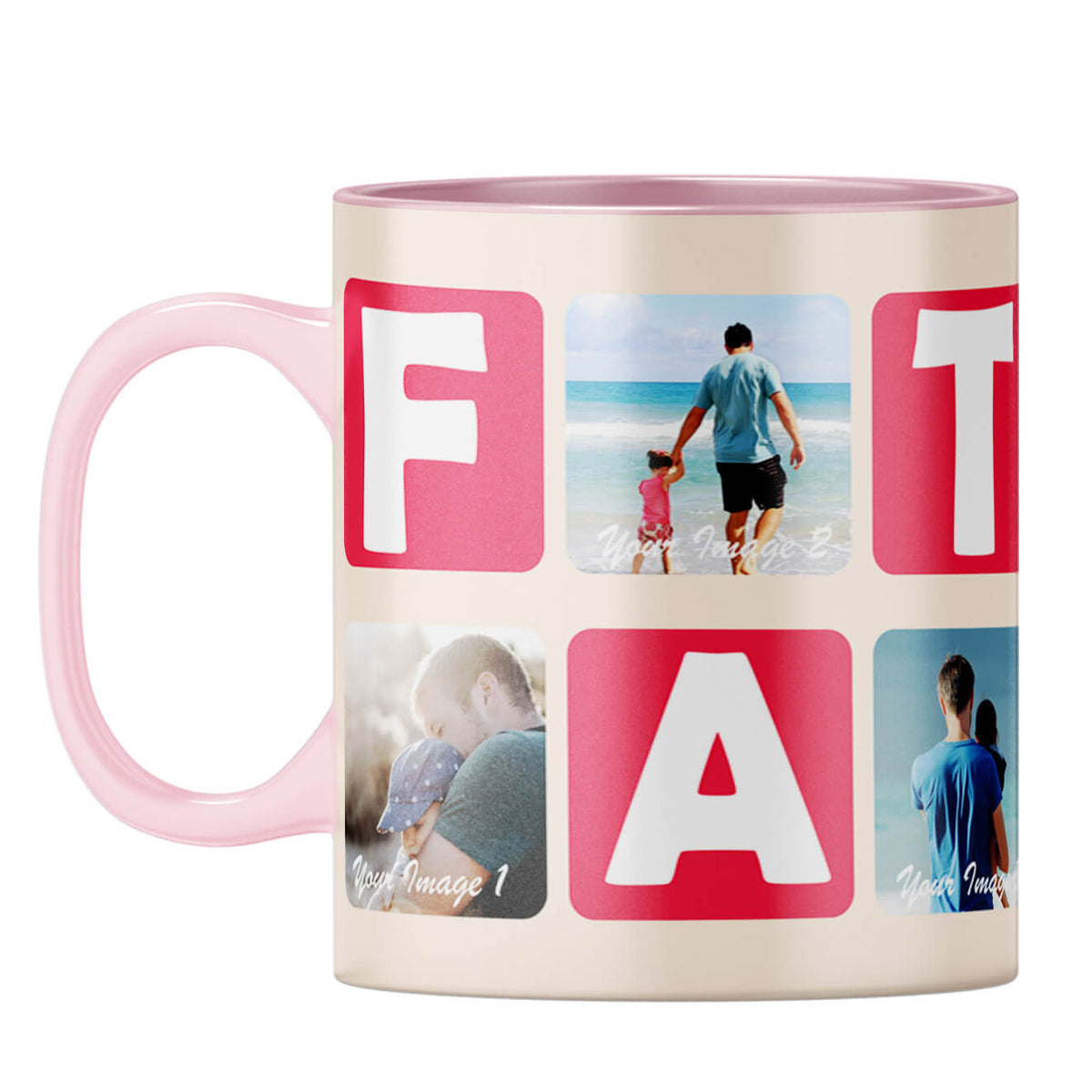 Father Collage Coffee Mug Pink