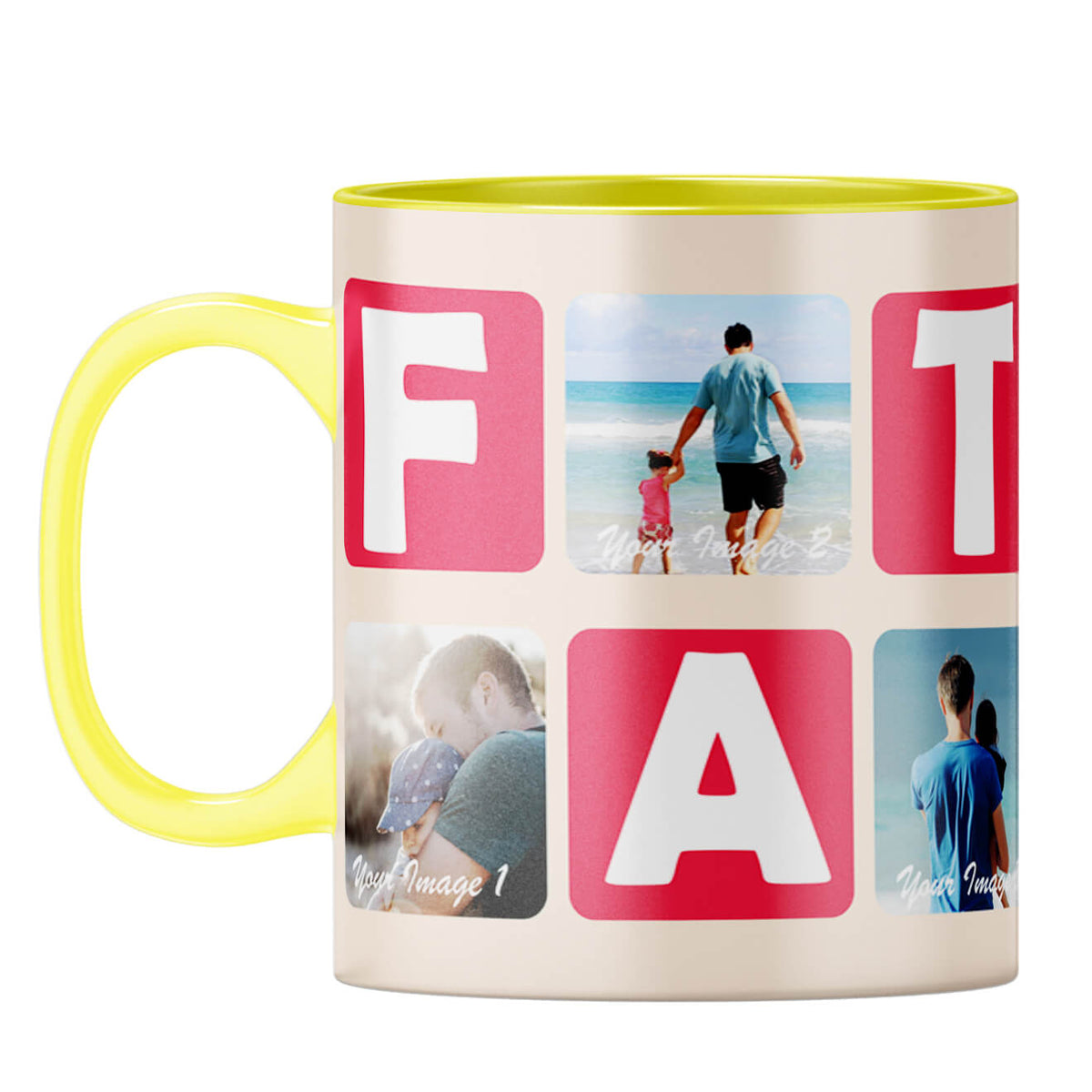 Father Collage Coffee Mug Yellow
