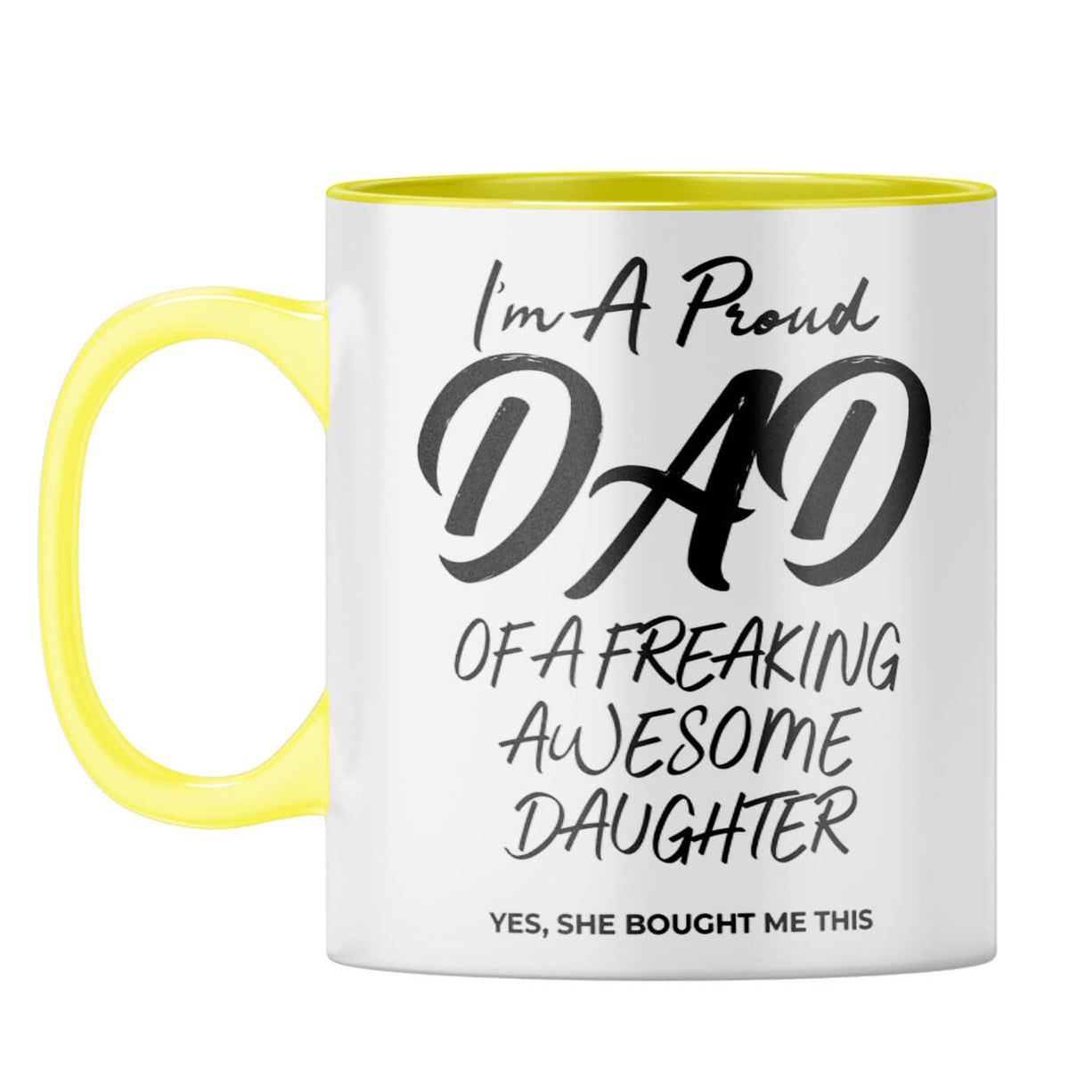 Dad of Awesome Daughter Coffee Mug Yellow
