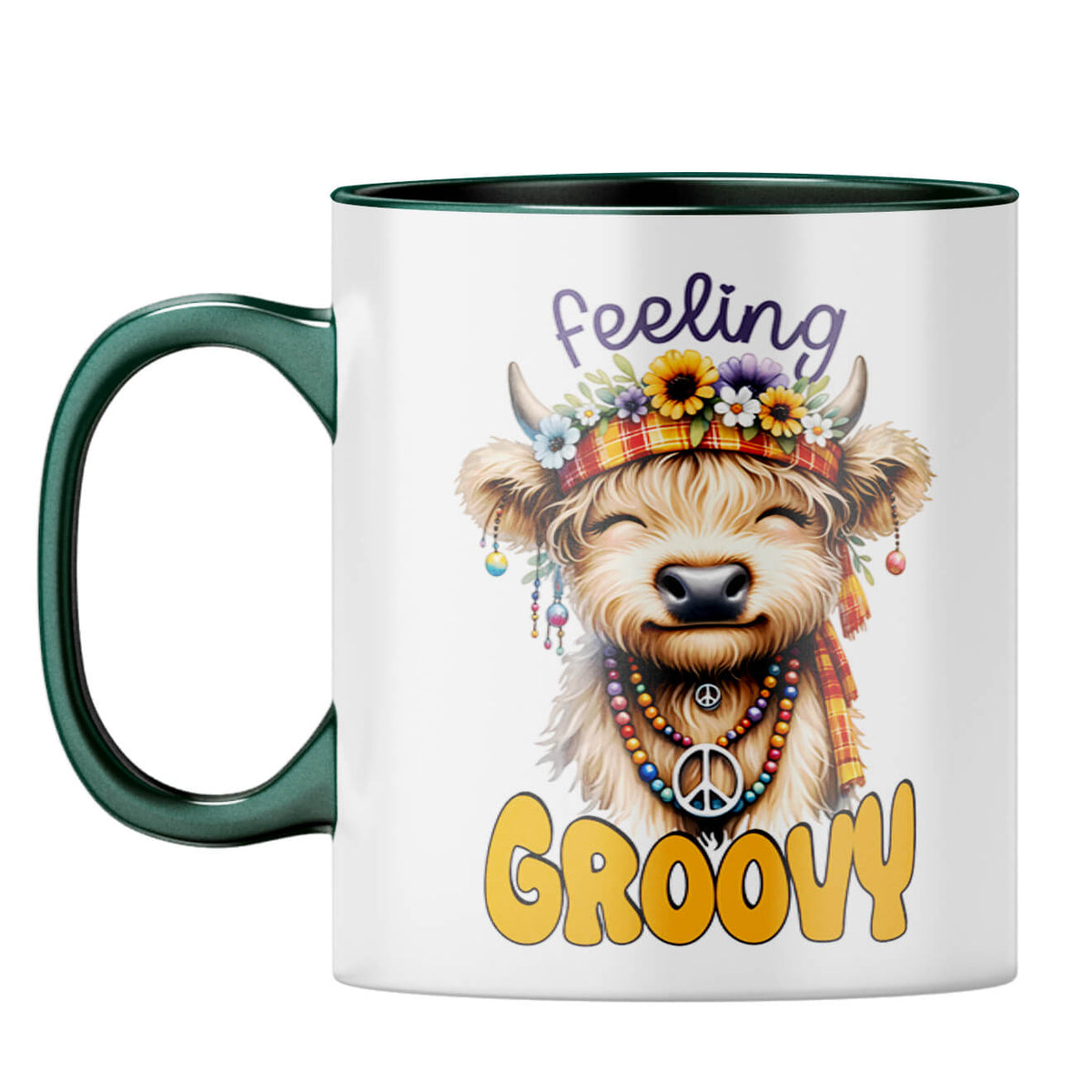 Feeling Groovy Coffee Mug Dark Green