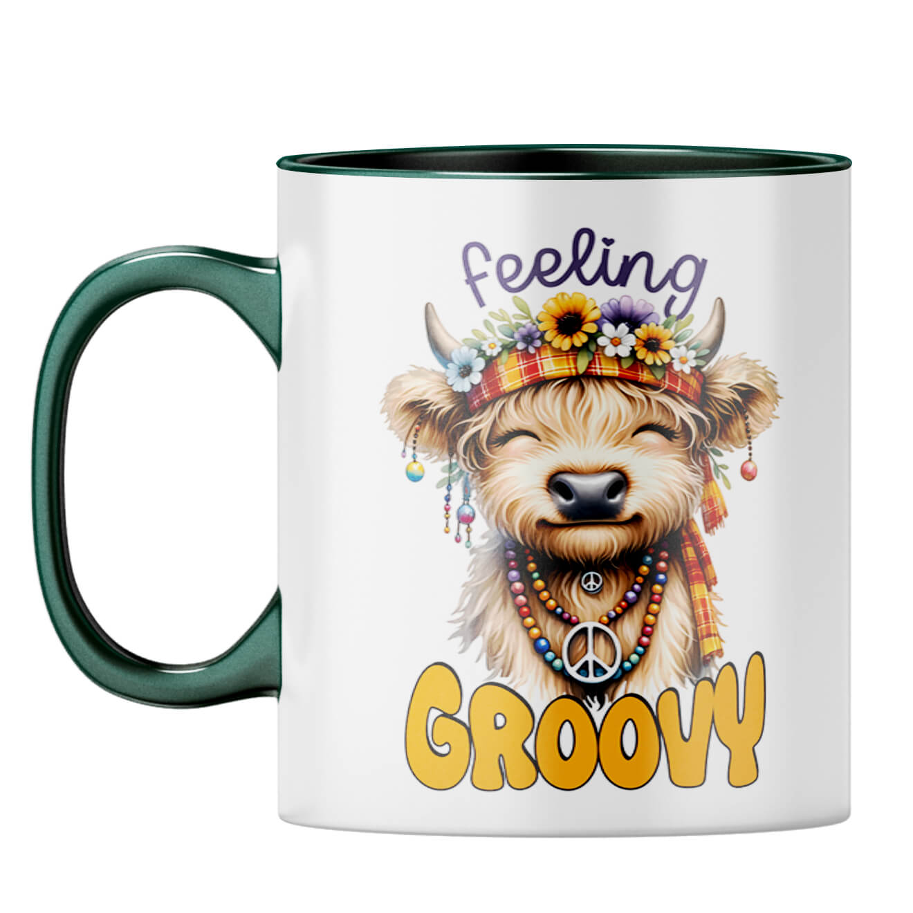 Feeling Groovy Coffee Mug Dark Green