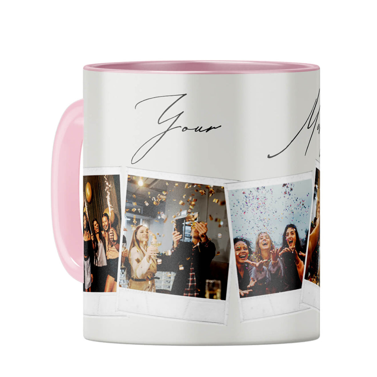 Five Photos Coffee Mug Pink