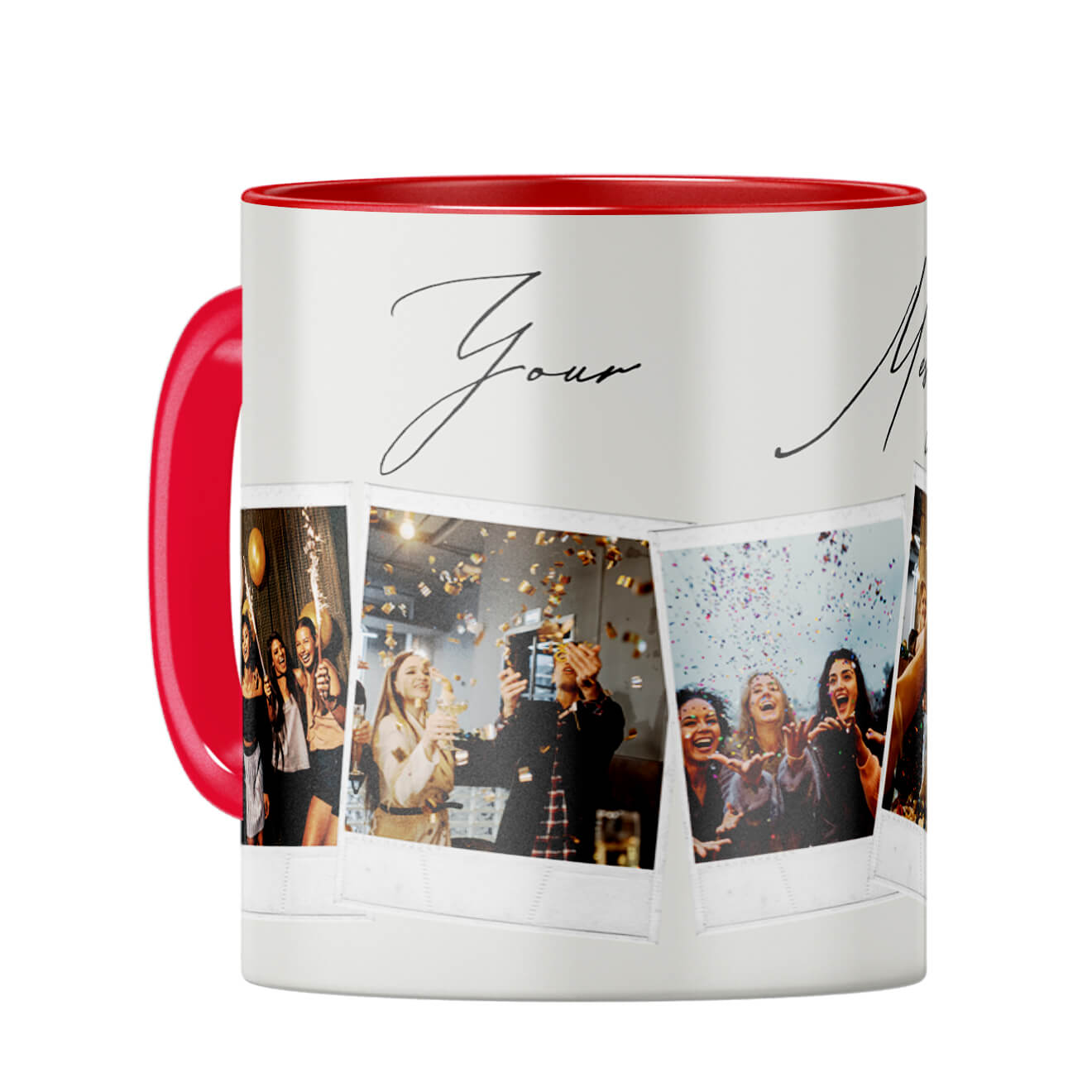 Five Photos Coffee Mug Red
