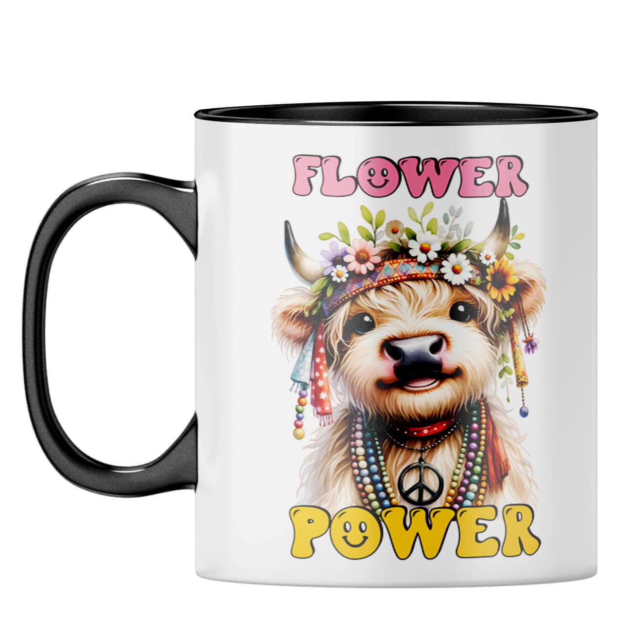 Flower Power Coffee Mug Black