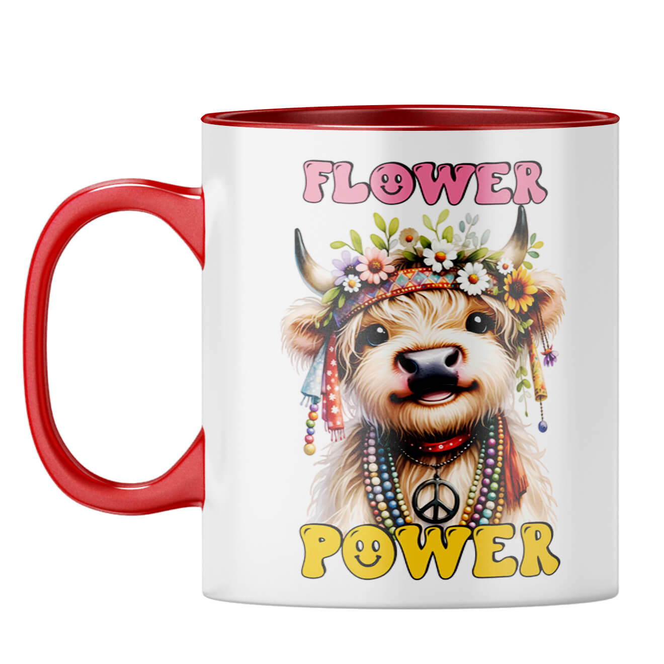 Flower Power Coffee Mug Red
