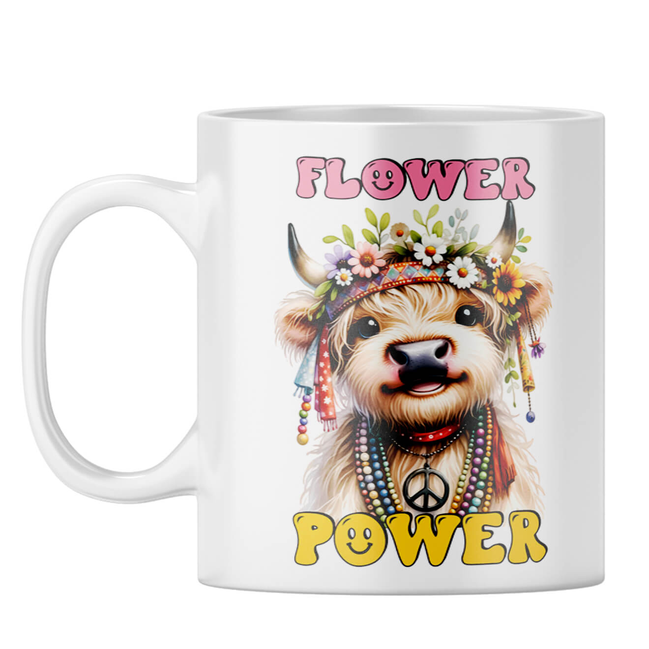 Flower Power Coffee Mug White