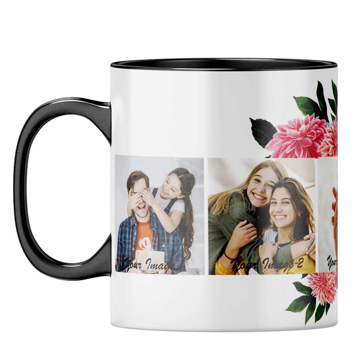Flowery Coffee Mug Black