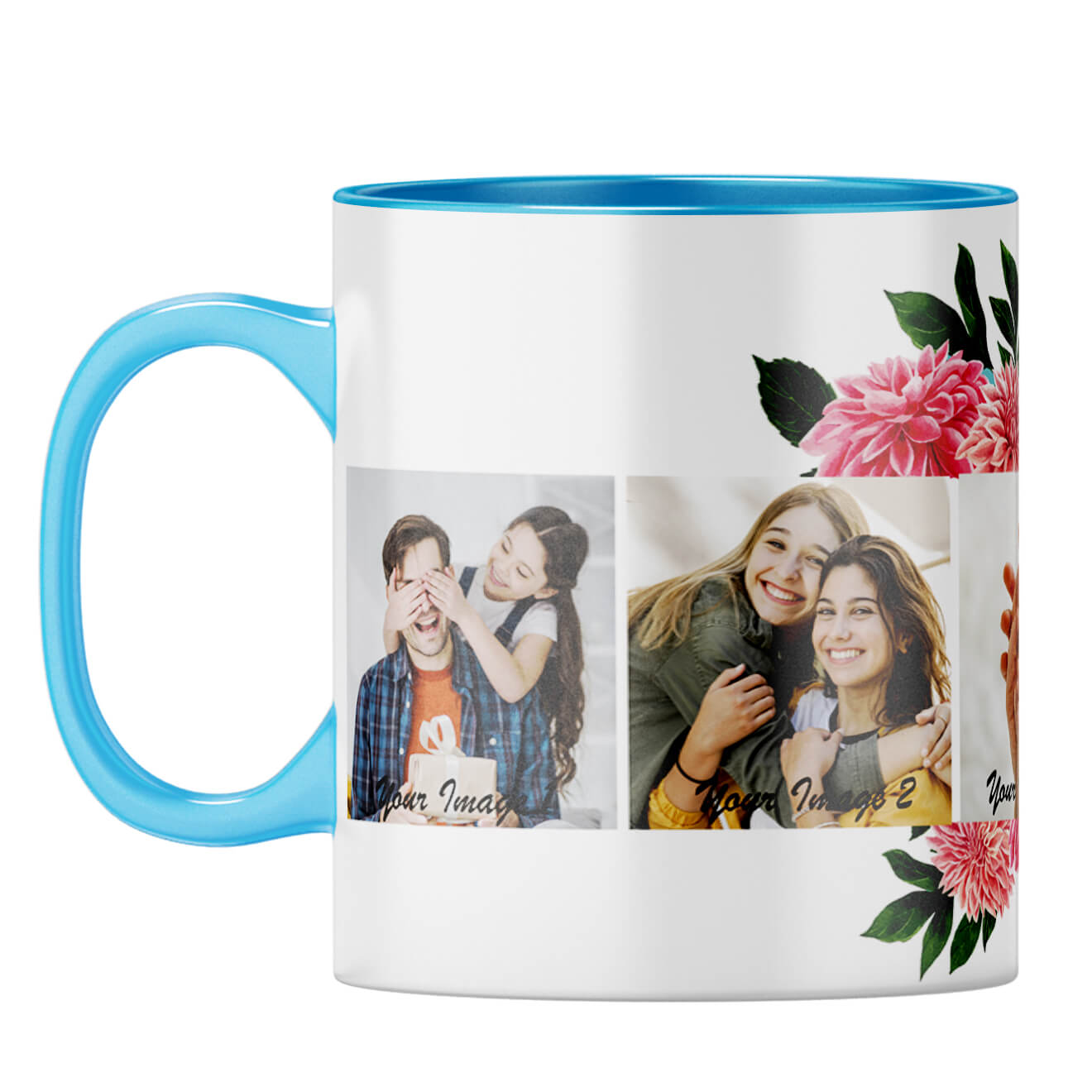 Flowery Coffee Mug Light Blue