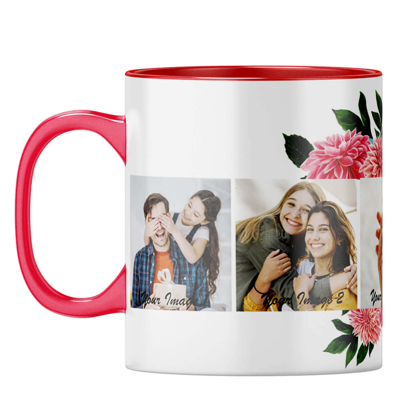 Flowery Coffee Mug Red