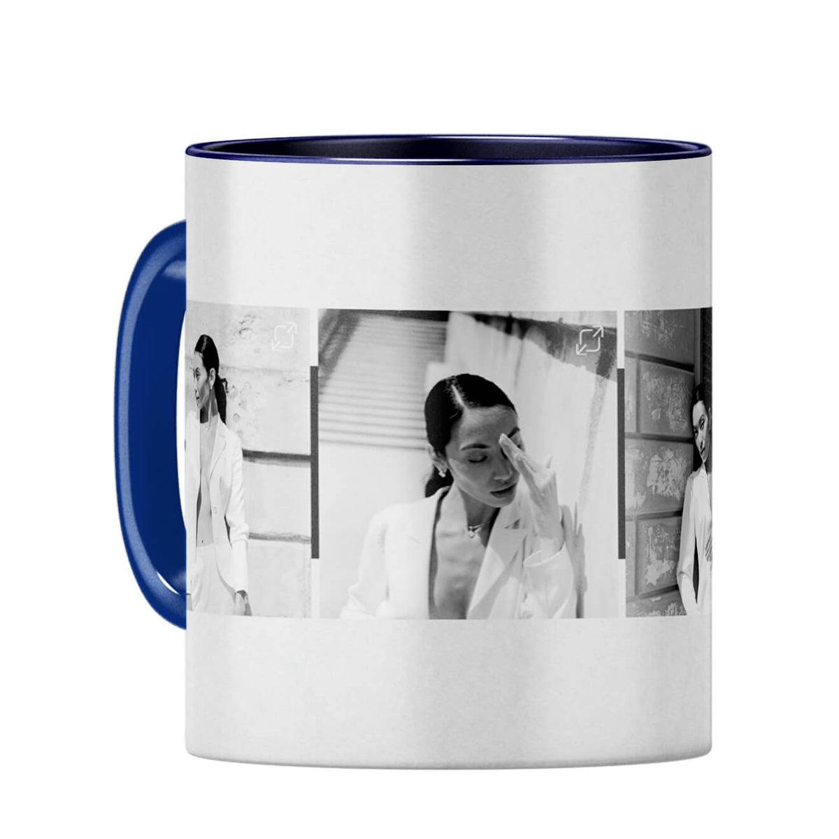 Four Photos Coffee Mug Dark Blue