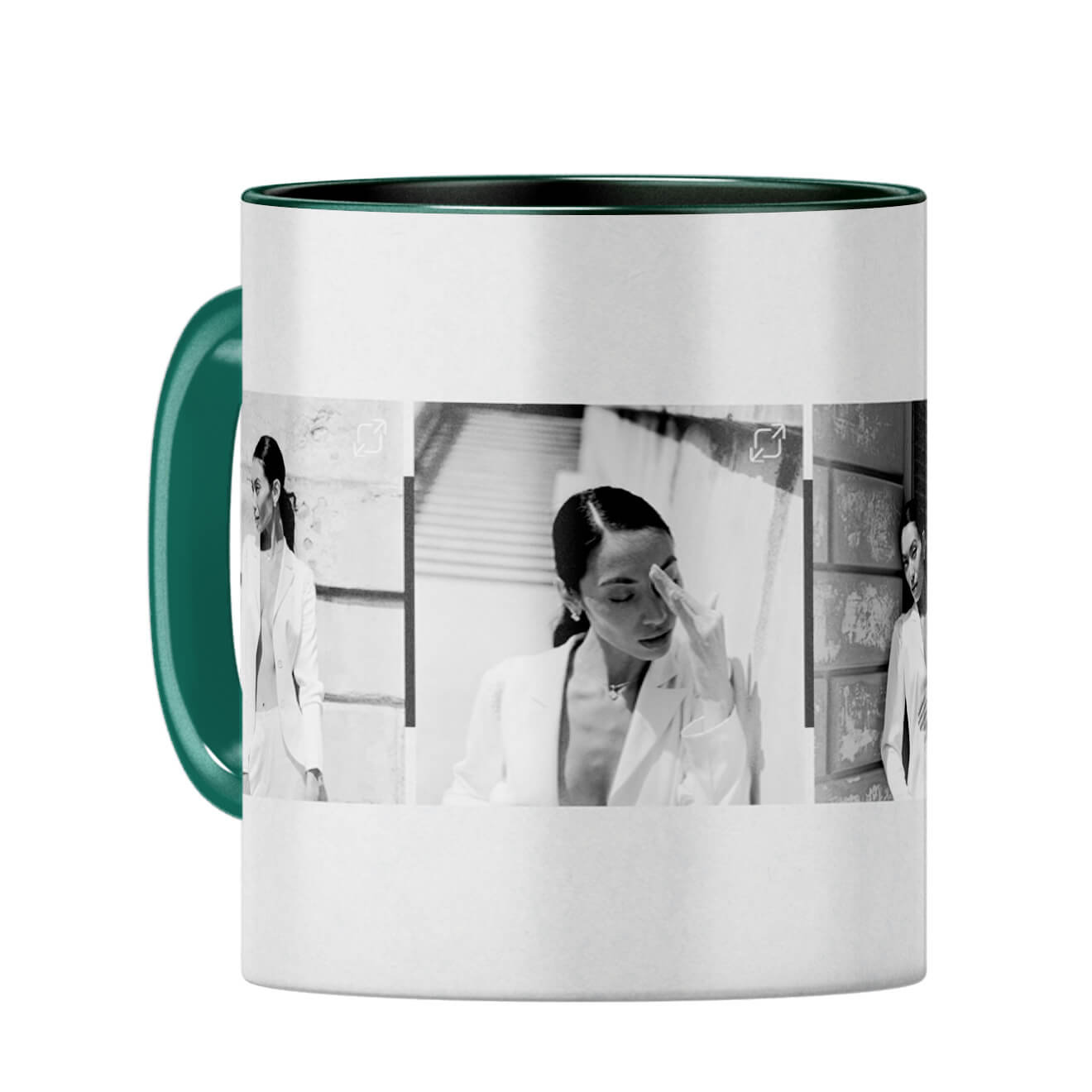 Four Photos Coffee Mug Dark Green