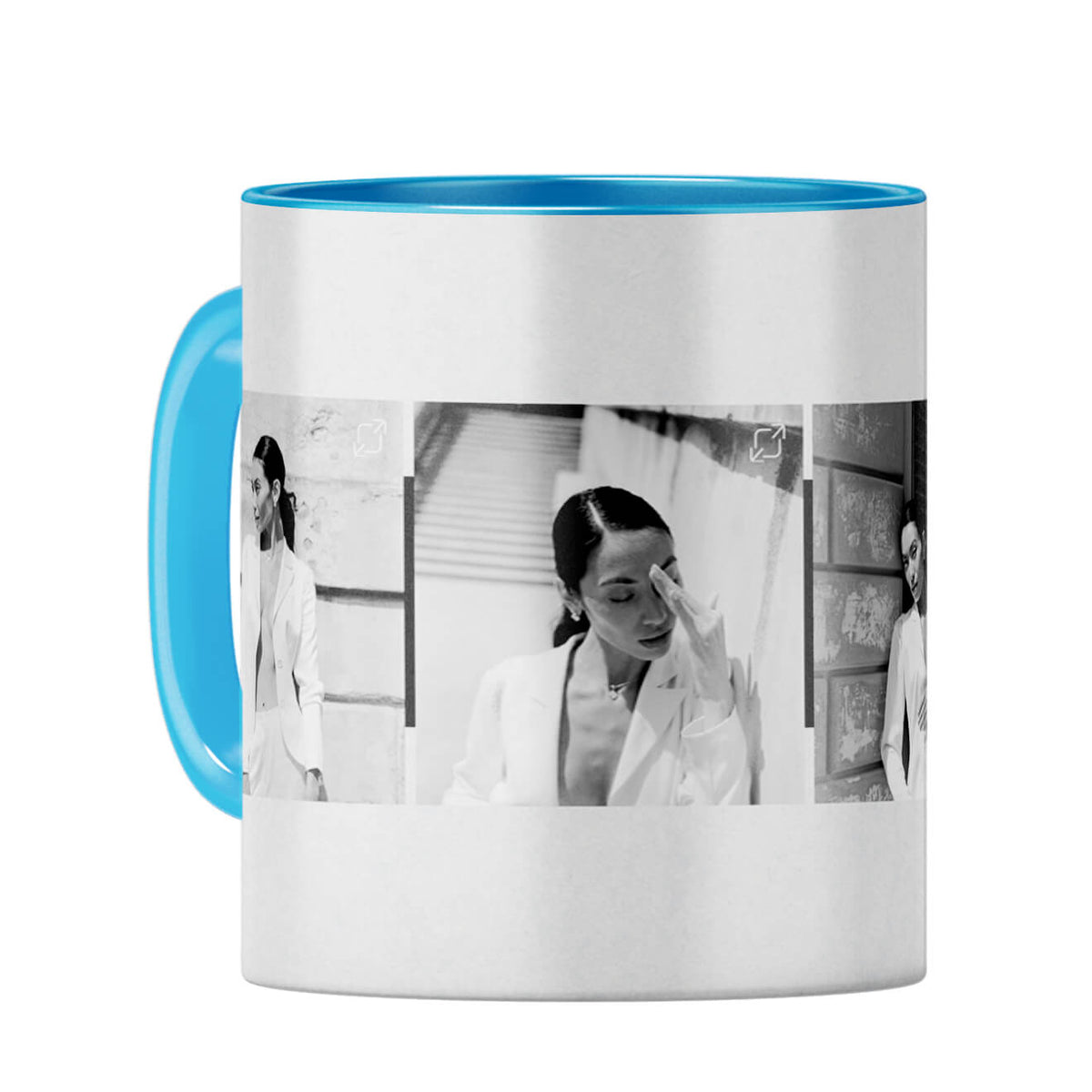 Four Photos Coffee Mug Light Blue