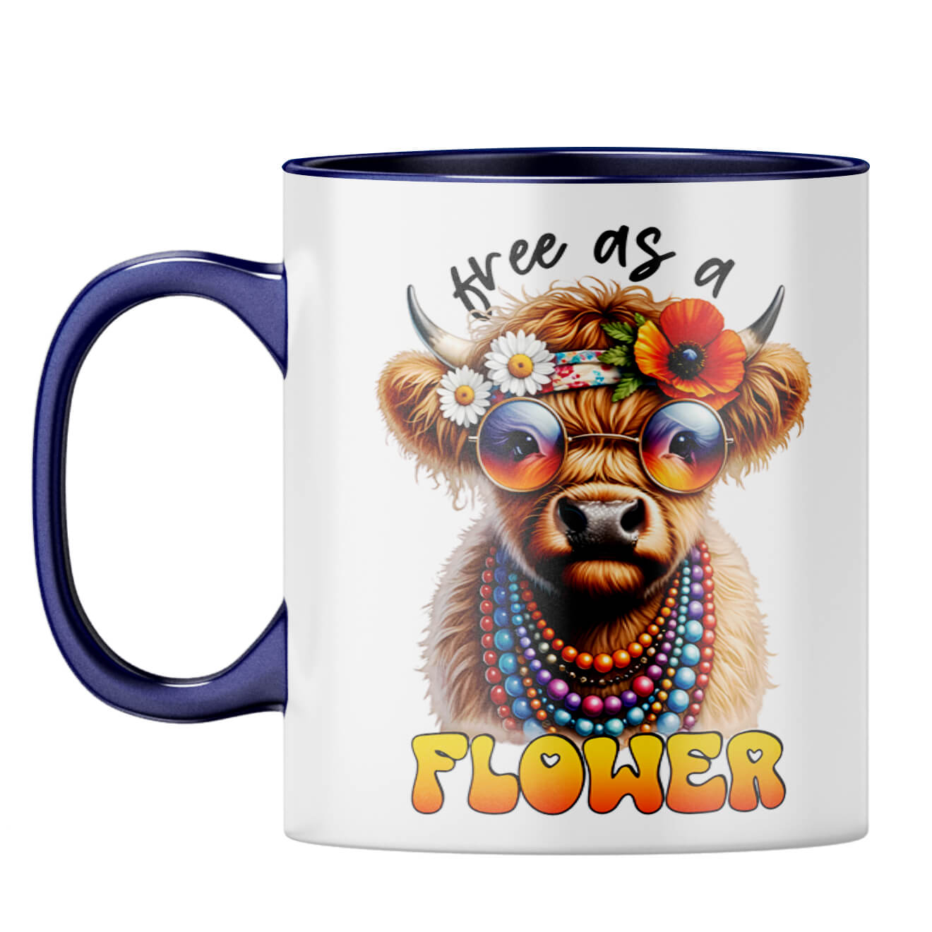 Free As A Flower Coffee Mug Dark Blue