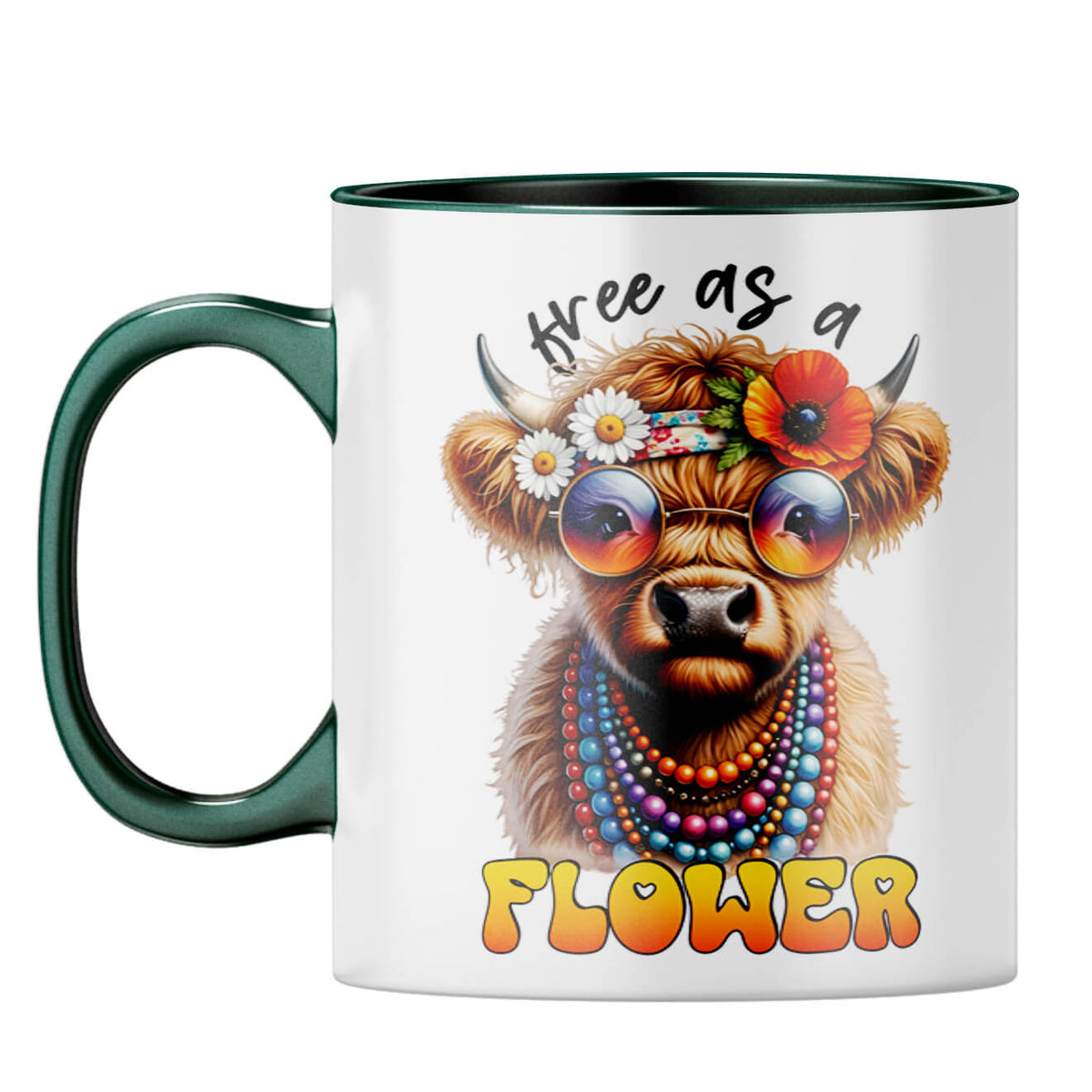 Free As A Flower Coffee Mug Dark Green