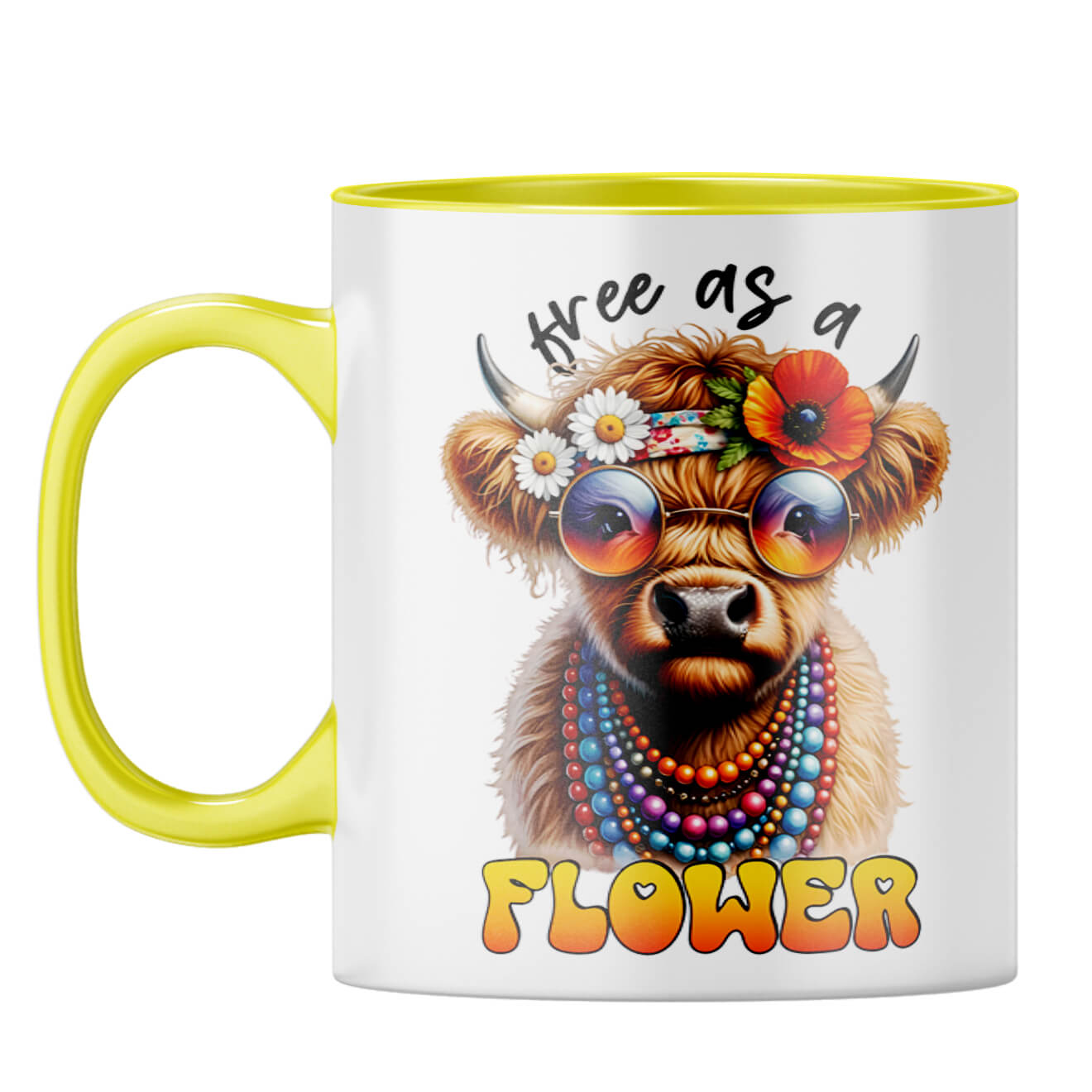 Free As A Flower Coffee Mug Yellow