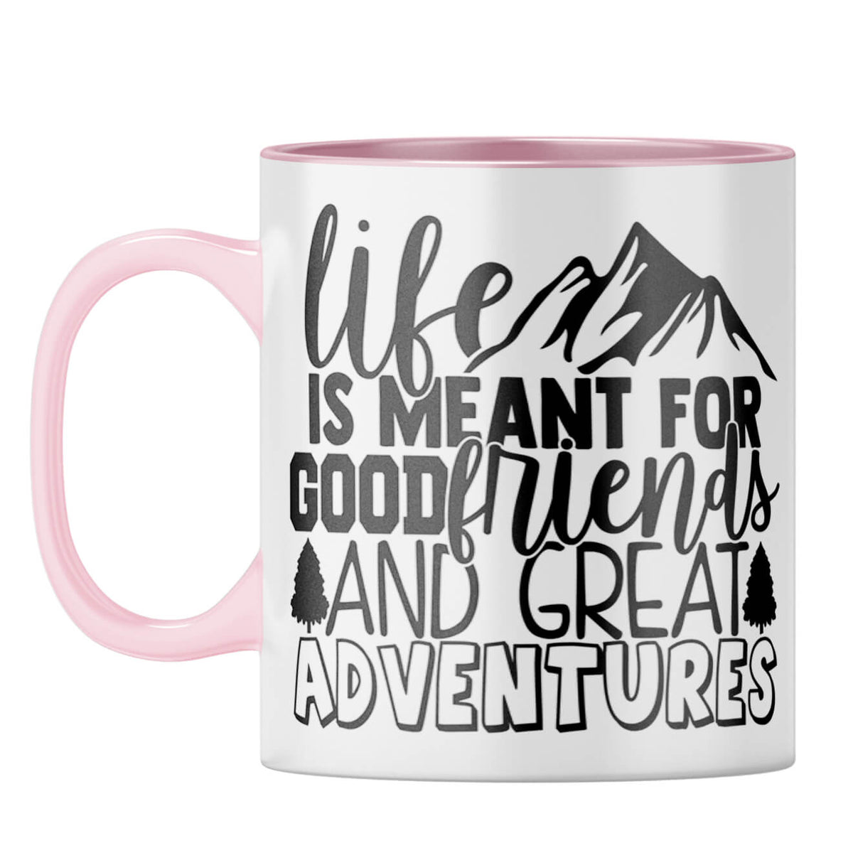 Friends & Adventures Coffee Mug Pink