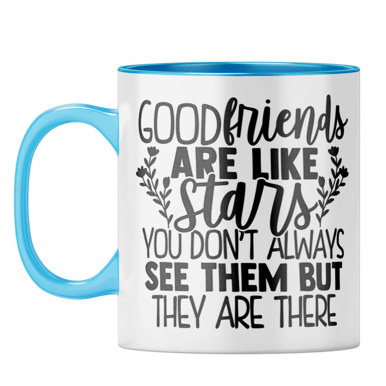 Good Friends Are Like Stars Coffee Mug Light Blue