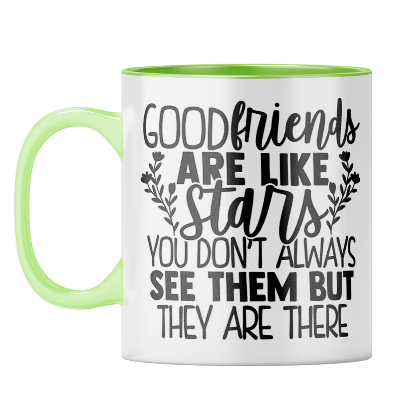 Good Friends Are Like Stars Coffee Mug Light Green