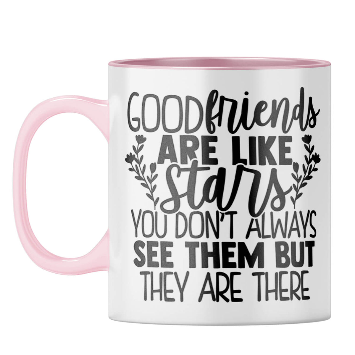 Good Friends Are Like Stars Coffee Mug Pink