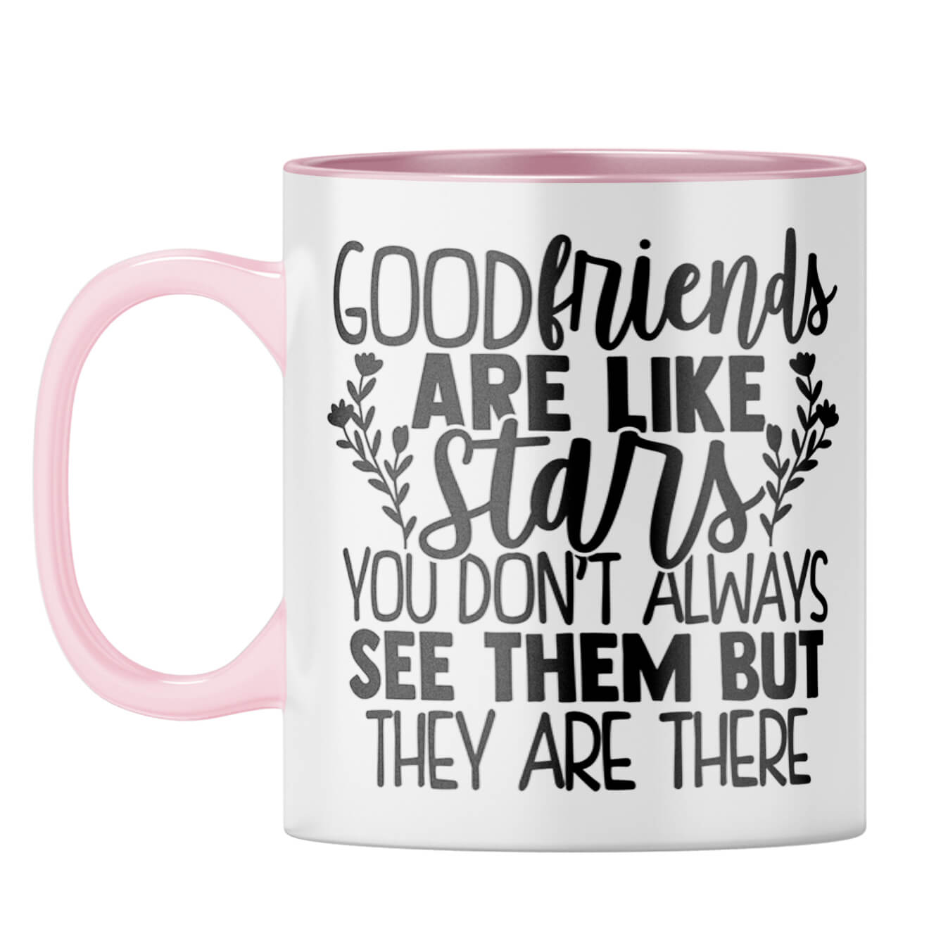 Good Friends Are Like Stars Coffee Mug Pink