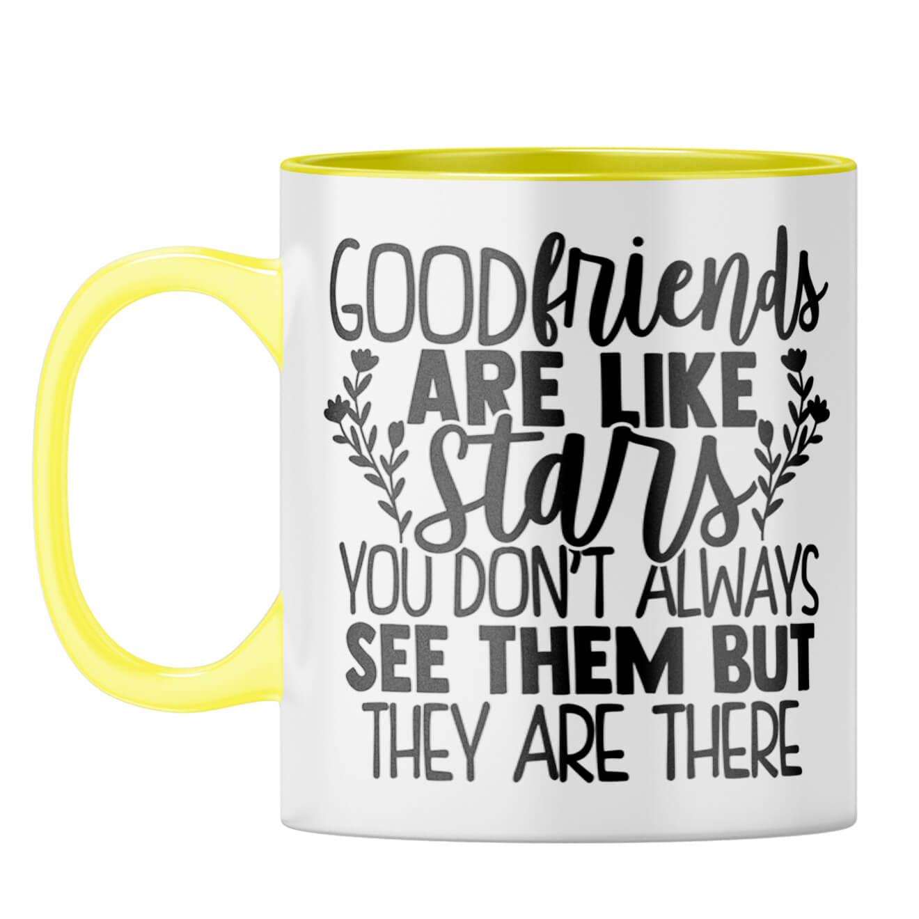 Good Friends Are Like Stars Coffee Mug Yellow