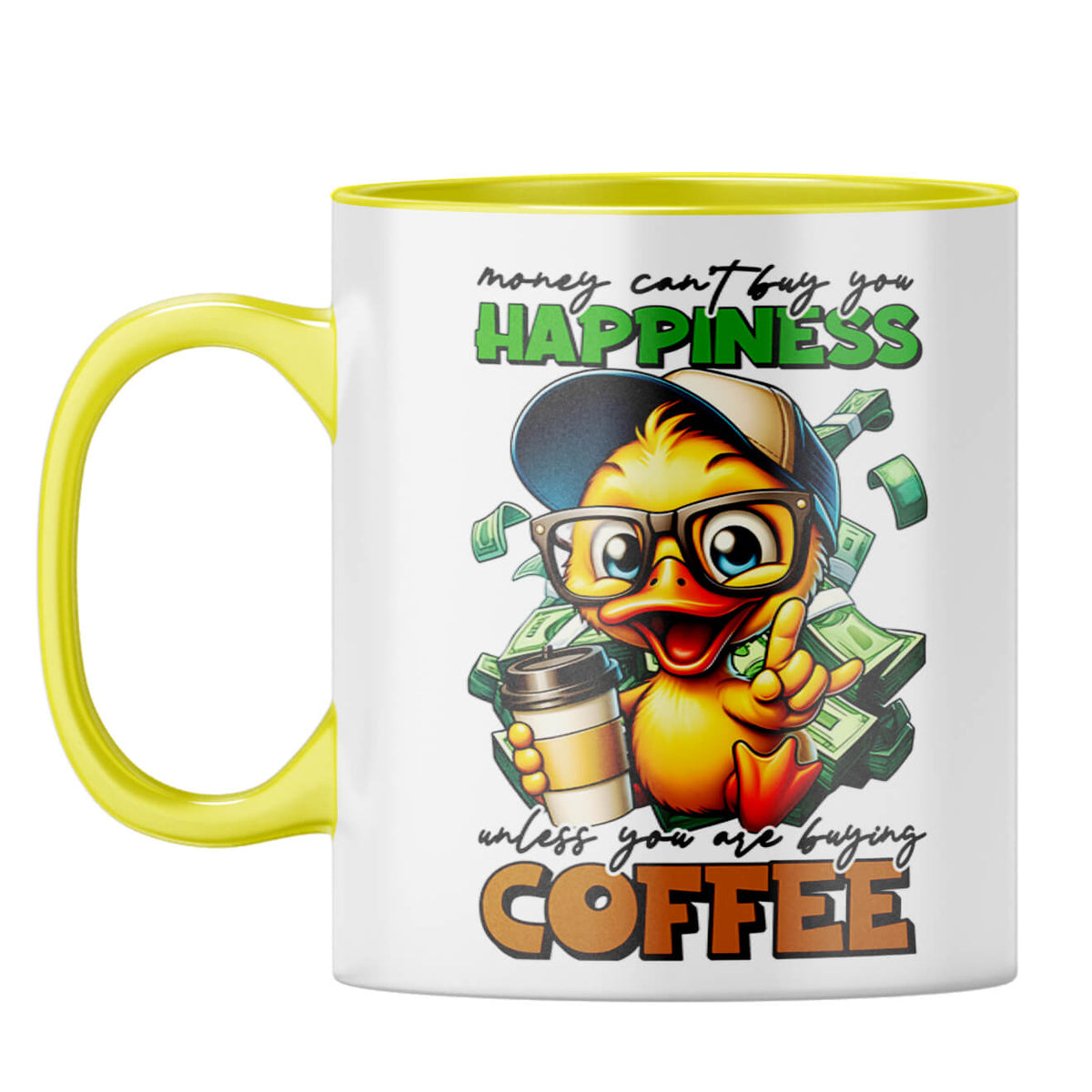 Happiness is Coffee Coffee Mug Yellow