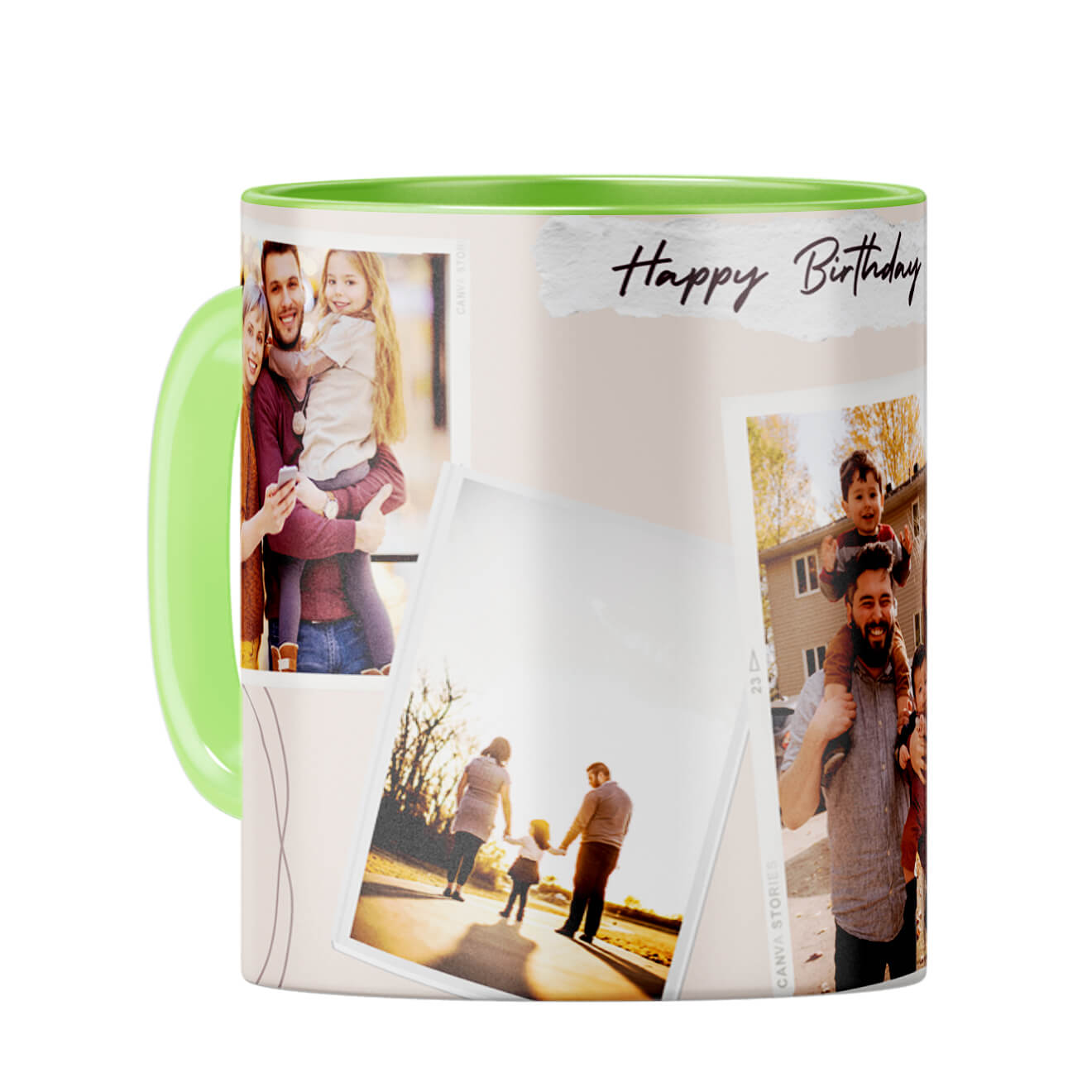 Happy Birthday Dear Coffee Mug Light Green