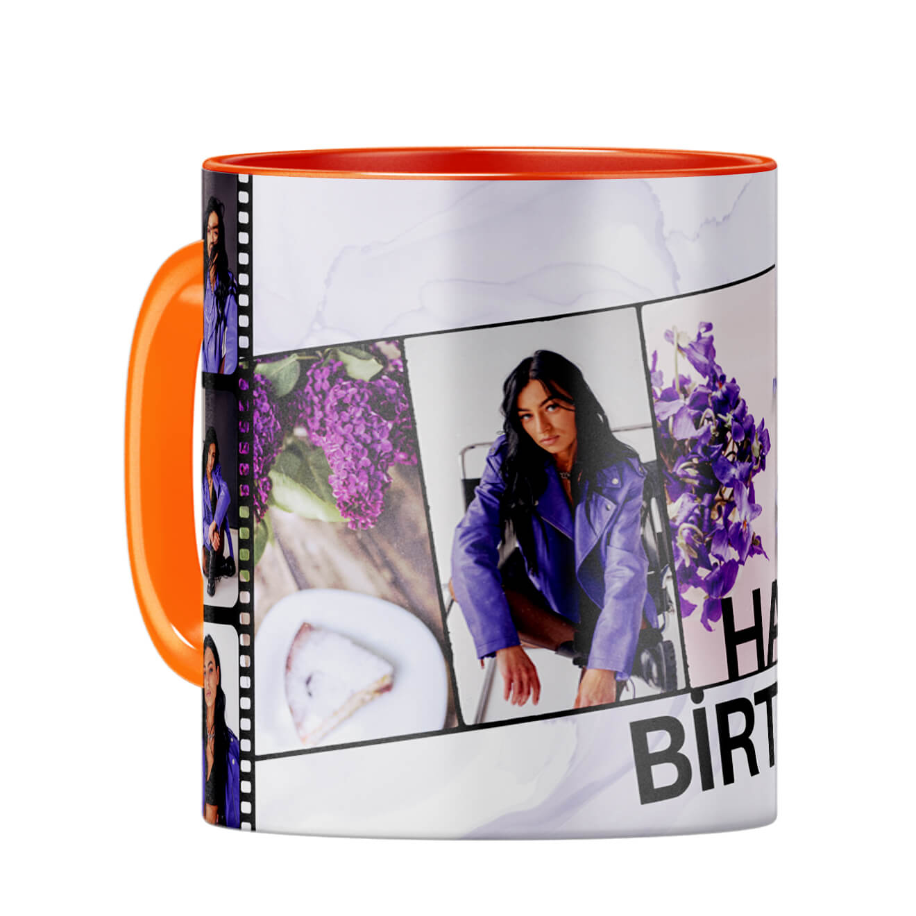 Happy Birthday Photo Collage Coffee Mug Orange