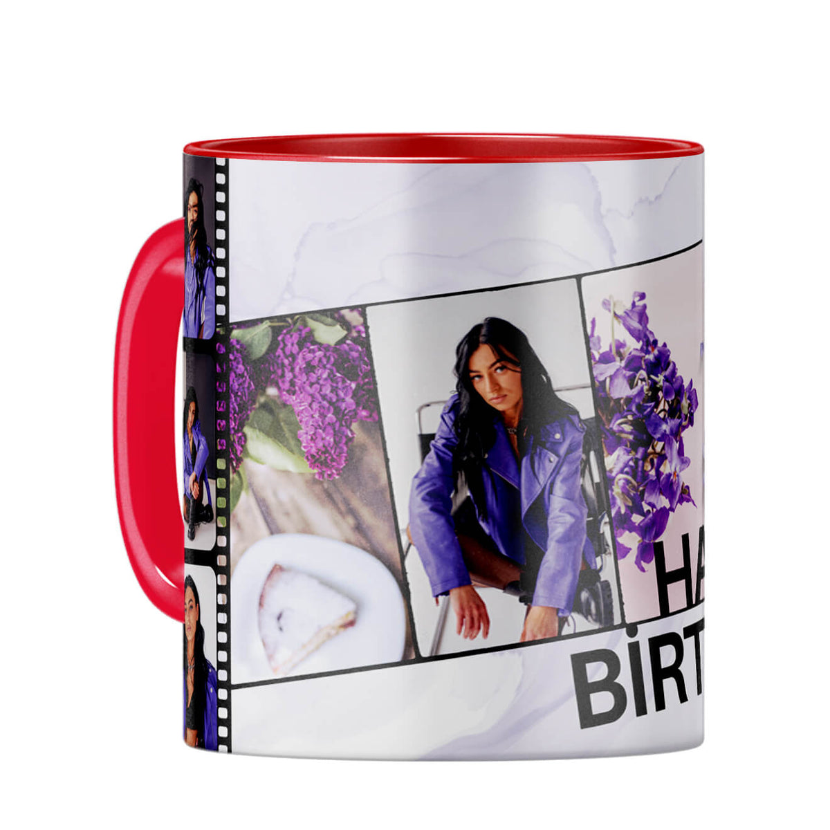 Happy Birthday Photo Collage Coffee Mug Red