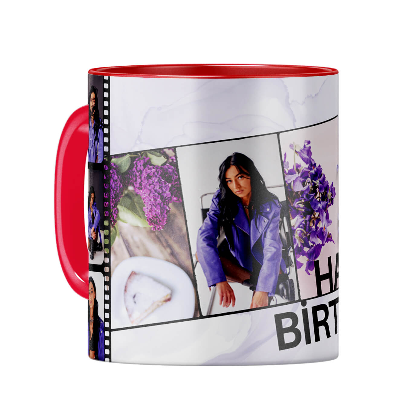Happy Birthday Photo Collage Coffee Mug Red