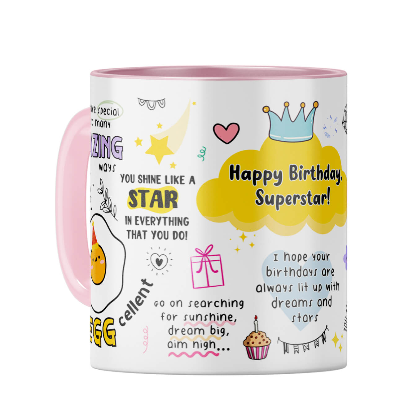 Happy Birthday Superstar Coffee Mug Pink