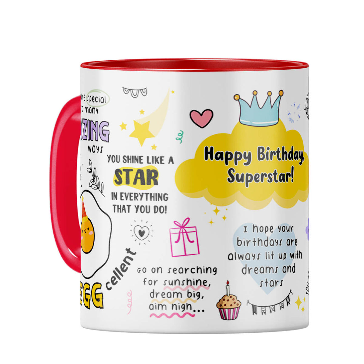 Happy Birthday Superstar Coffee Mug Red