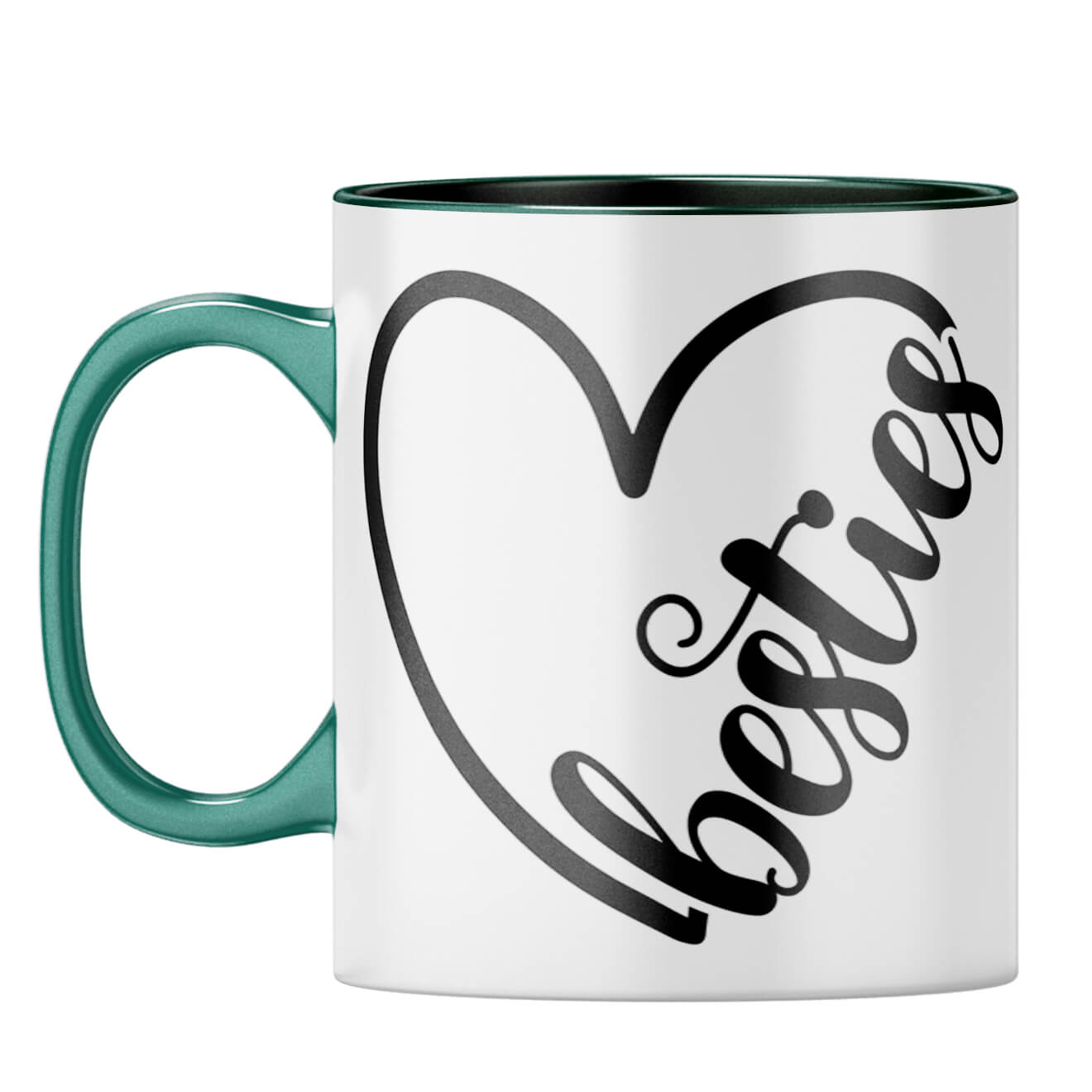 Heart Besties Coffee Mug Dark Green