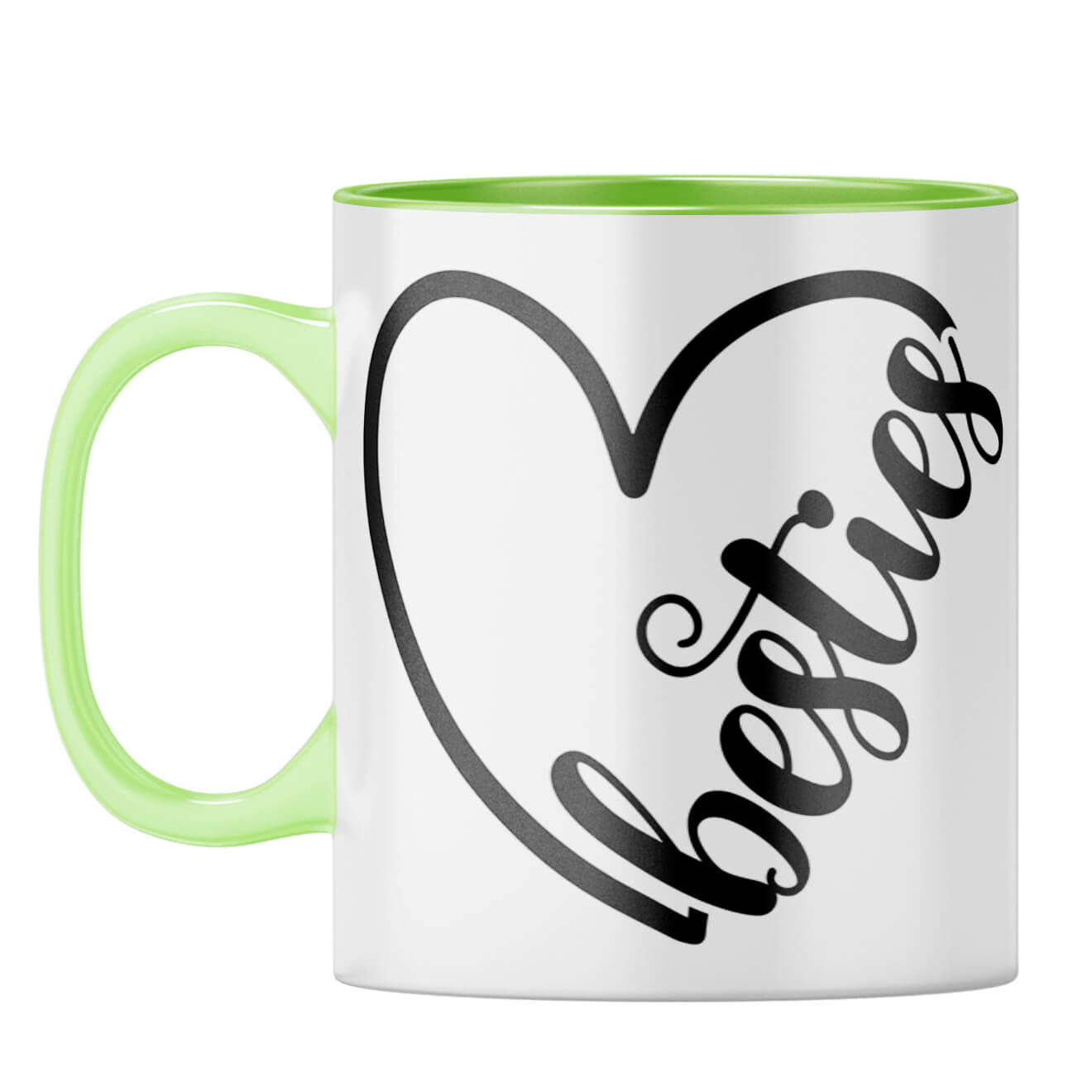 Heart Besties Coffee Mug Light Green