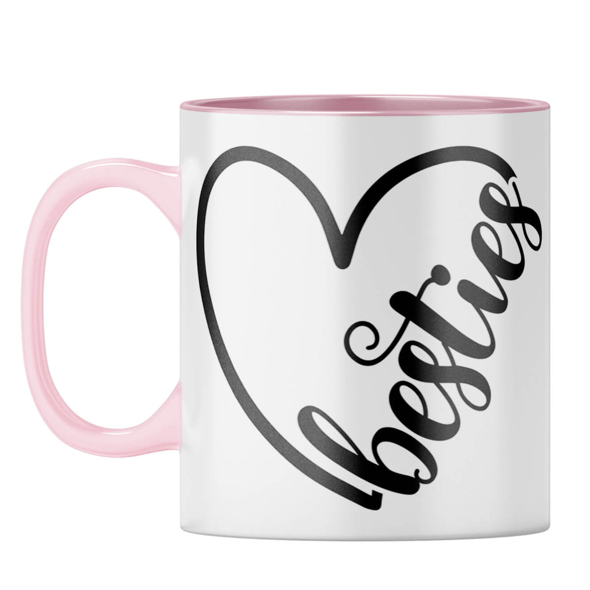 Heart Besties Coffee Mug Pink