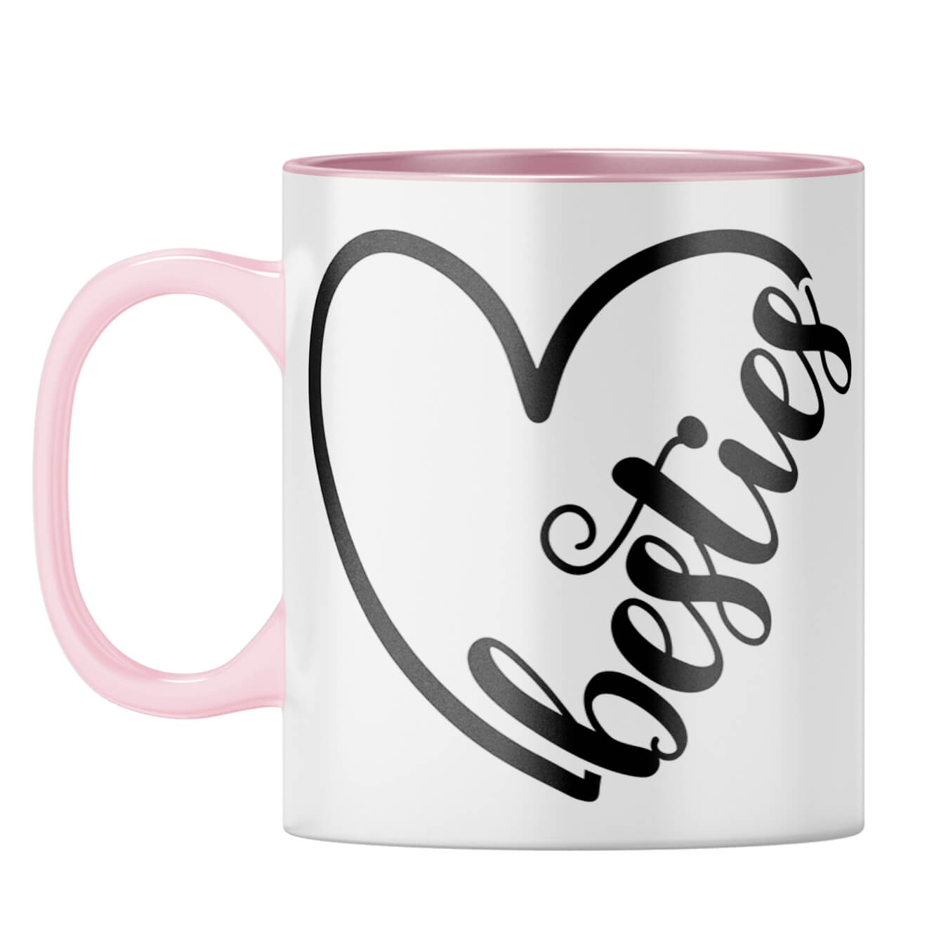 Heart Besties Coffee Mug Pink