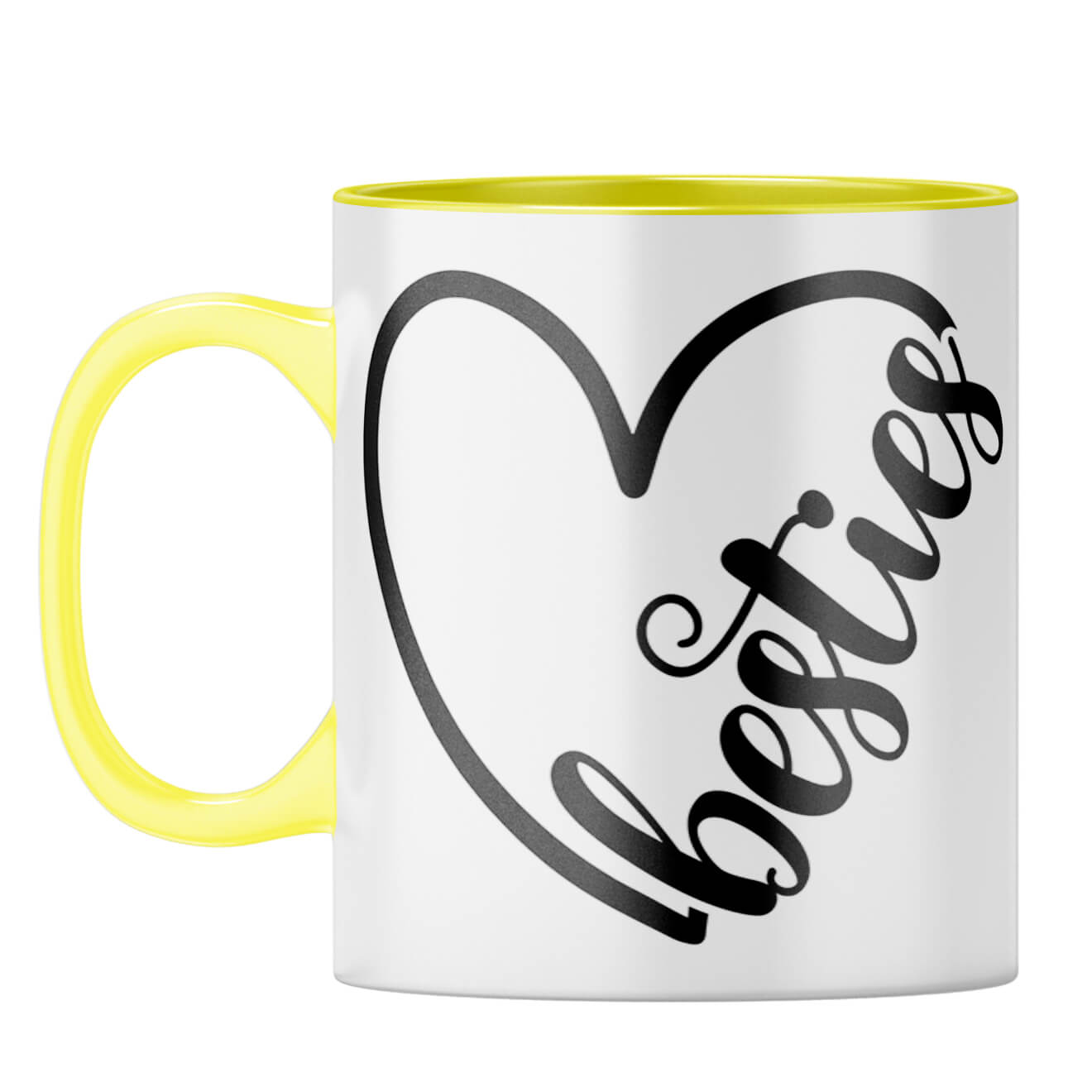 Heart Besties Coffee Mug Yellow