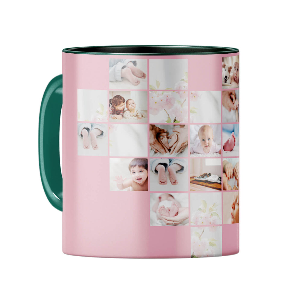 Heart Collage Coffee Mug Dark Green