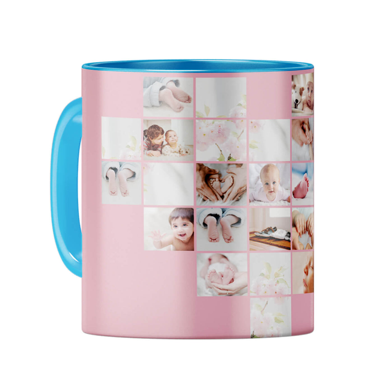 Heart Collage Coffee Mug Light Blue