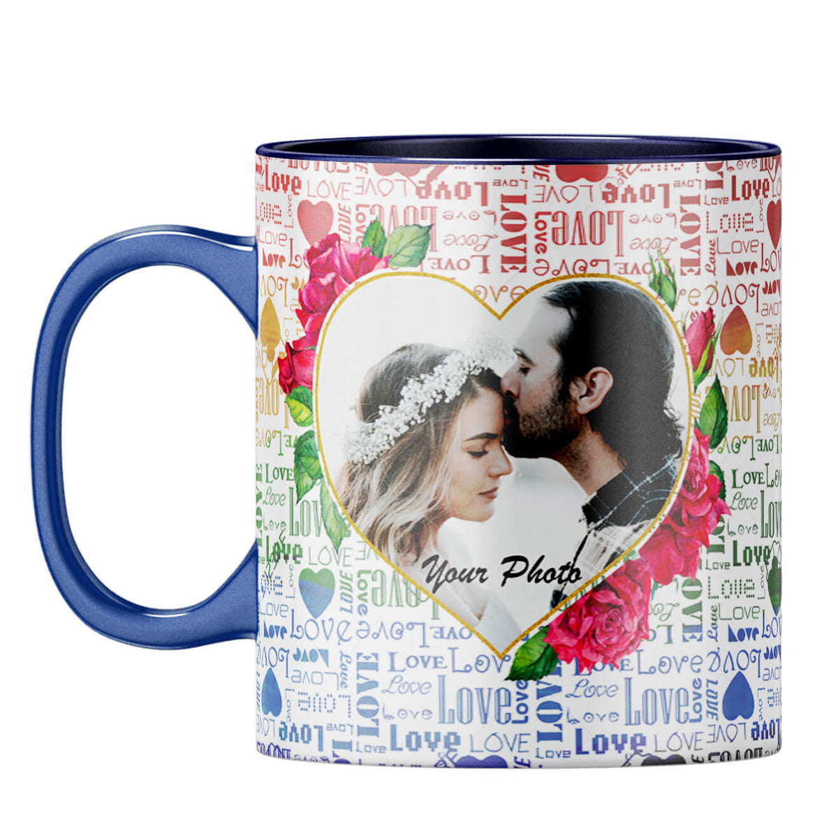 Heart Photos Coffee Mug Dark Blue
