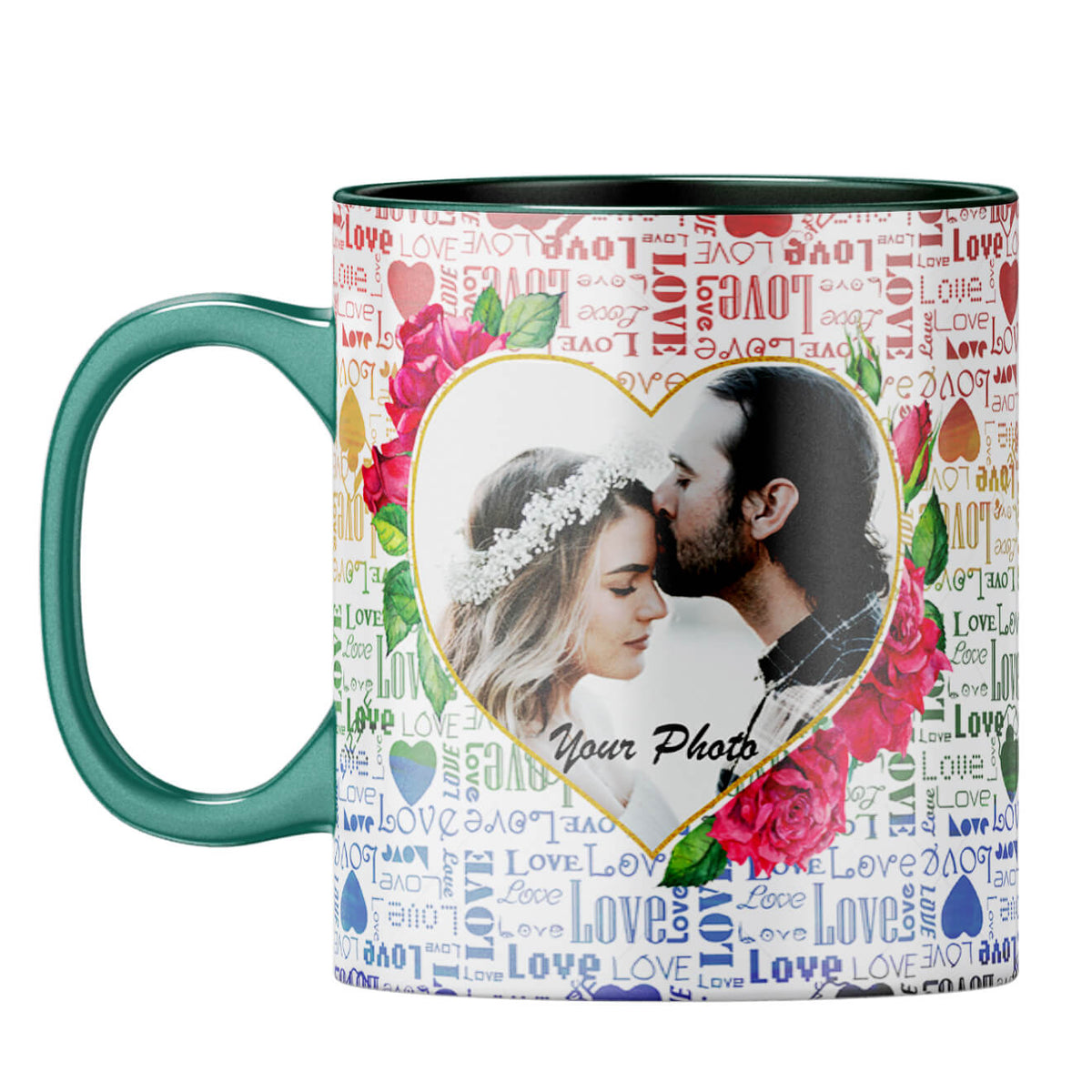 Heart Photos Coffee Mug Dark Green