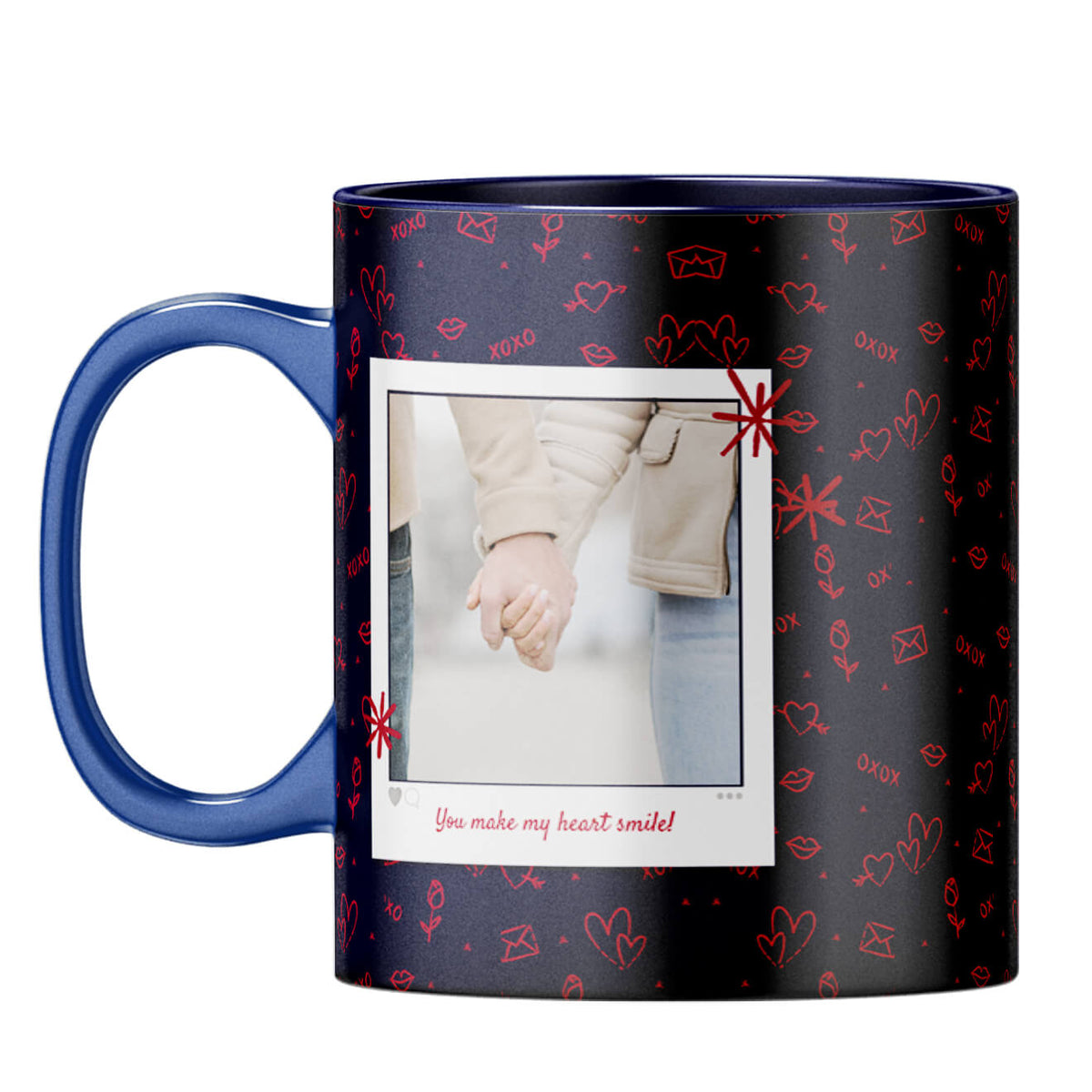 Heart Smiles Coffee Mug Dark Blue