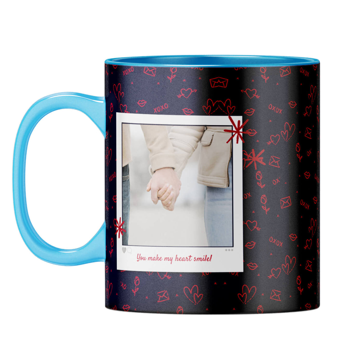 Heart Smiles Coffee Mug Light Blue