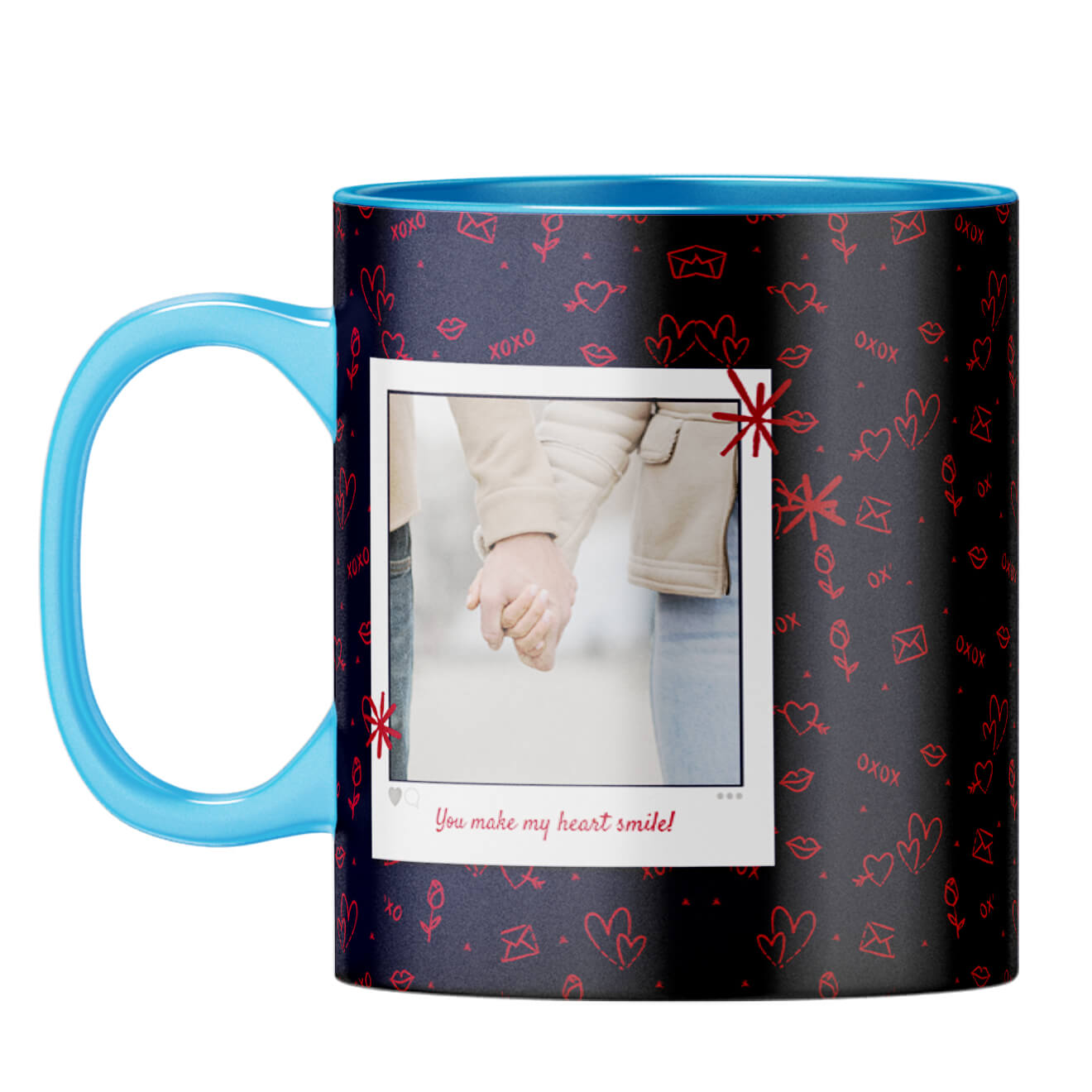 Heart Smiles Coffee Mug Light Blue