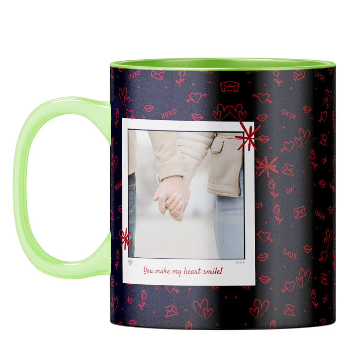 Heart Smiles Coffee Mug Light Green