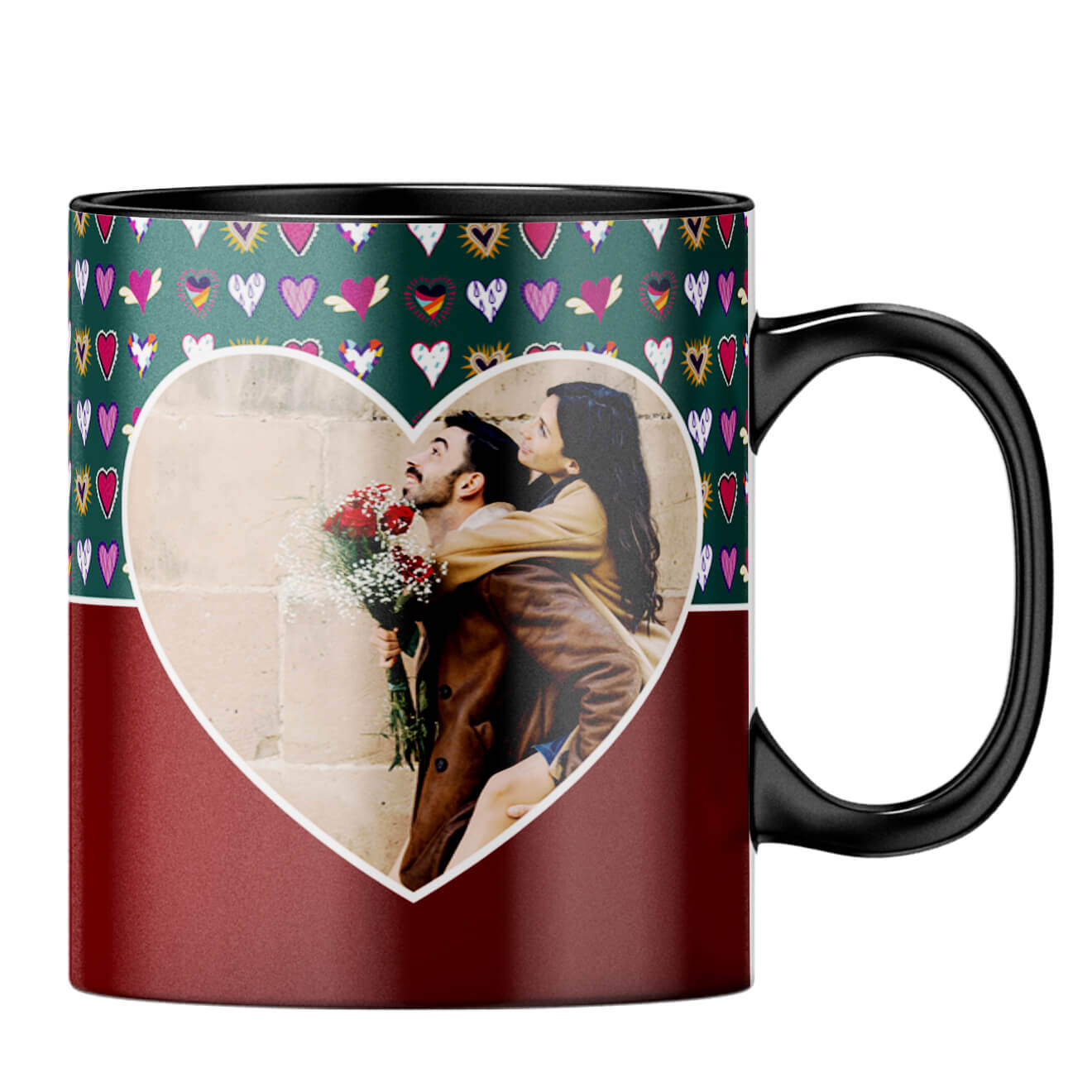 Hearts Photo Coffee MugB-Black