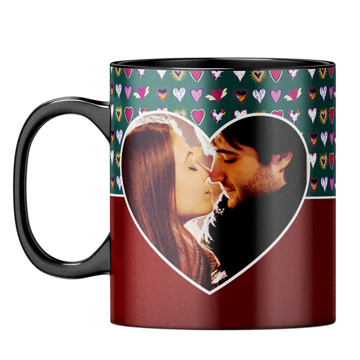 Hearts Photo Coffee Mug Black