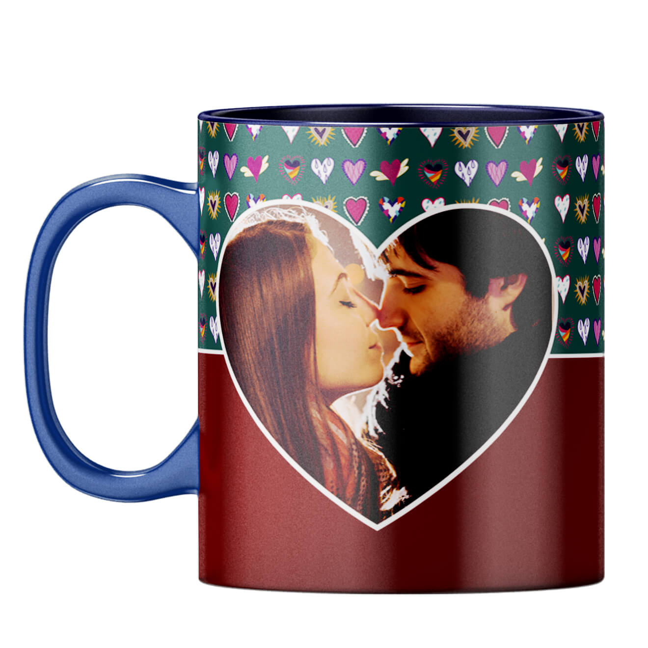 Hearts Photo Coffee Mug Dark Blue